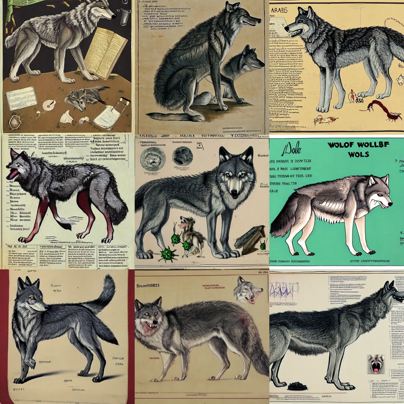 a rabid wolf with rabies, diseased, veterinary medical | Stable Diffusion