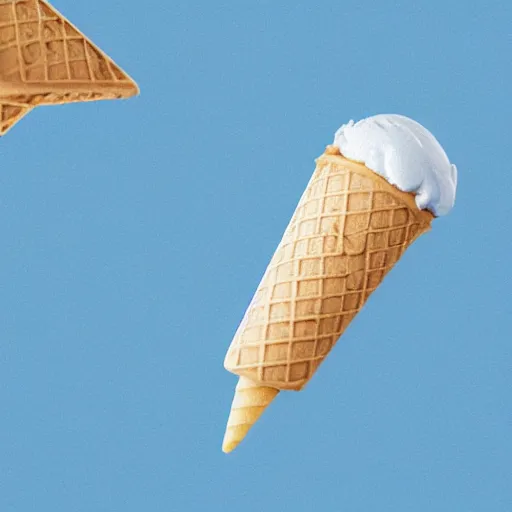 Prompt: an ice cream cone, blue background, octane render, 3 d digital art by beeple, unreal engine 5, award winning