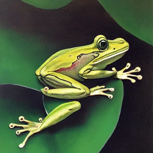 Prompt: The best painting of a frog of all time, by Michelangelo