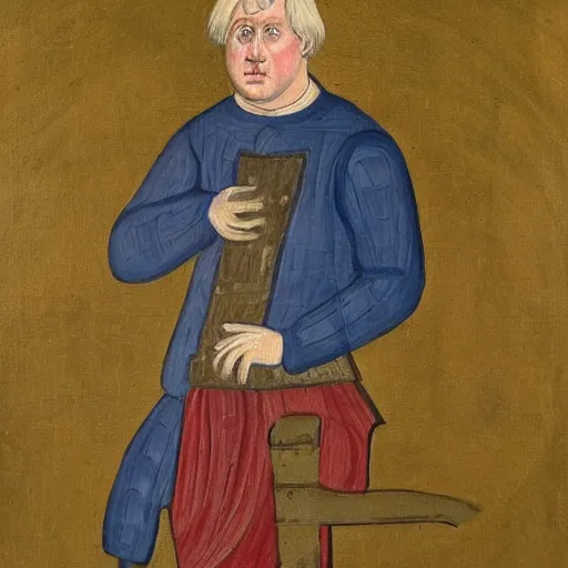 Image similar to a detailed painting of boris johnson as a peasant in 1 2 th century england, exhibited in the british museum, oil on canvas, traditional art, painting