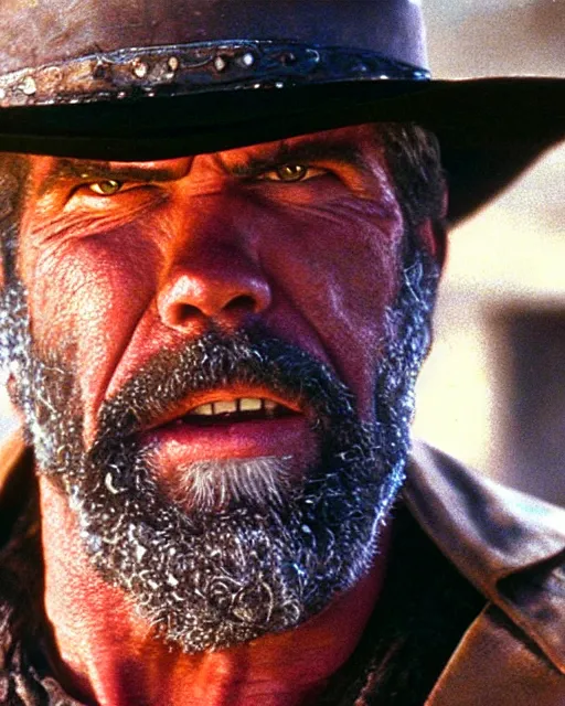 Image similar to film still close up shot of ron perlman in the movie a fistful of dollars. photographic, photography