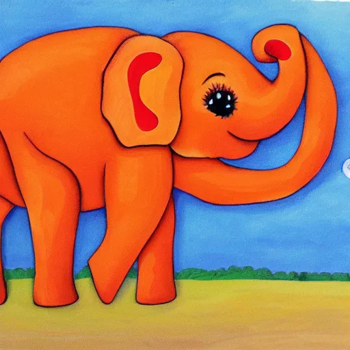 Image similar to orange elephant dancing on a bus internet art