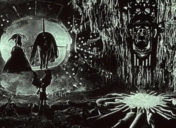 Prompt: still image from a movie by alejandro jodorowsky, david lynch and georges melies