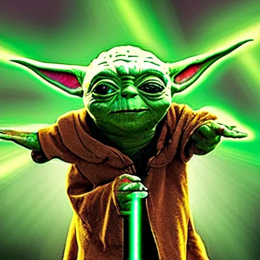 Prompt: Yoda on an acid trip