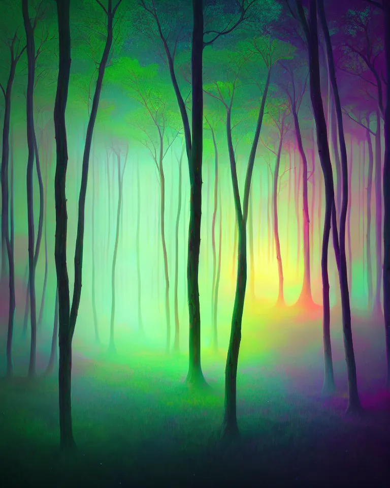 hd painting of forest, fractals, particles of magic by | Stable ...