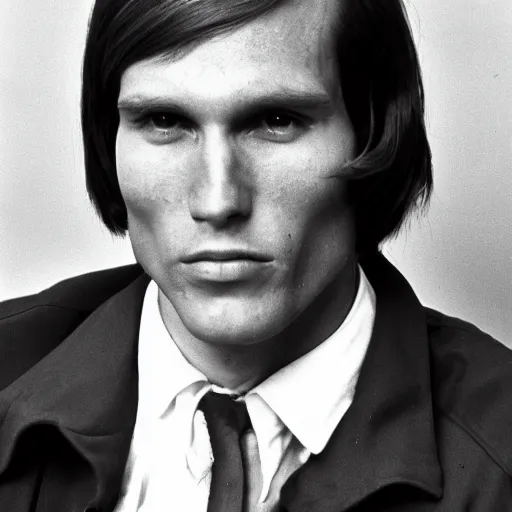 Image similar to A photograph portrait of Jerma985 with short-medium length hair a combover wearing early 1970s menswear in the early 1970s, taken in the early 1970s, grainy, taken on a 1970s Kodak Camera, realistic, hyperrealistic, very realistic, highly detailed, very detailed, extremely detailed, detailed, digital art, trending on artstation, colorized photo