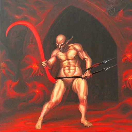 Image similar to the bloodseeker guarding the gates of hell, oil panting