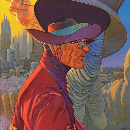 Image similar to jean giraud and moebius and don lawrence and alex ross and john romita jr, gouache and wash paints, smooth focus, sharp details, detailed details, bokeh, 4 k, fine 5 k details, fine details, fine intricate, fine facial proportionate, fine body proportionate / desperate life of john doe