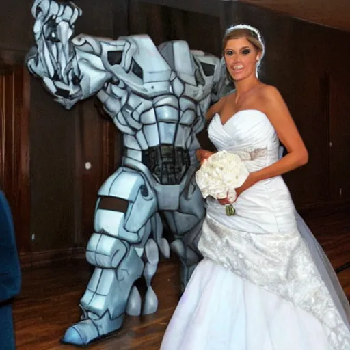 Image similar to Megatron as the bride at a wedding