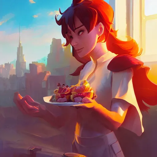 Image similar to hero world breakfast at tiffany's, behance hd by jesper ejsing, by rhads, makoto shinkai and lois van baarle, ilya kuvshinov, rossdraws global illumination