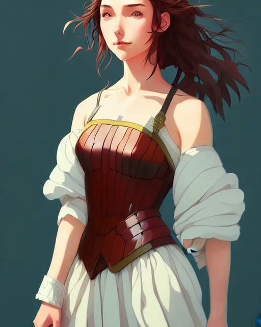 Image similar to portrait of a female peasant, crying, simple clothes, fantasy, face like gal gadot, red hair shinkai makoto studio ghibli studio key hideaki anno sakimichan stanley artgerm lau rossdraws james jean marc simonetti elegant highly detailed digital painting artstation pixiv