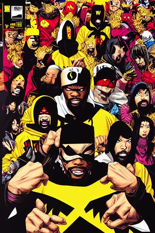 Image similar to wutang clan!!, chris bachalo comic art, pop art, no duplicate image, pixel art, ultra details, ultra realistic, digital painting, artstation, concept art, smooth, sharp focus, identical, illustration, intecrate details, art by richard hamilton and mimmo rottela, pixels art by kirokaze and paul robertson