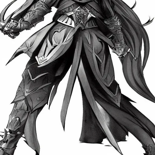 Image similar to highly detailed character design of an antagonist from a light novel, an epic character design, defensive pose