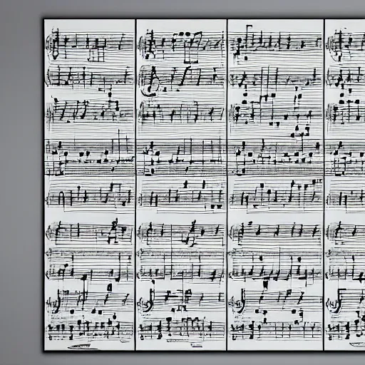 Prompt: on the wall with sheet music - n 9