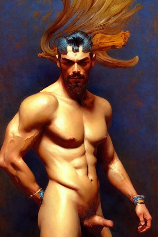 Image similar to attractive male, character design, painting by gaston bussiere, katsuya terada, frank frazetta, tom of finland, trending on artstation
