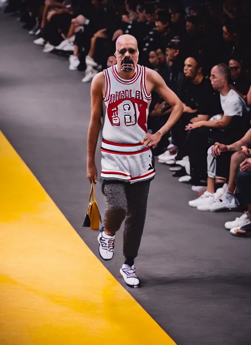 Image similar to hyperrealistic and heavy detailed air jordan runway show of homer simpson, leica sl 2 5 0 mm, vivid color, high quality, high textured, real life