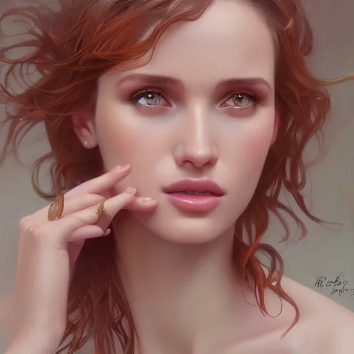 Image similar to ultra realistic illustration, bella thorne, flirtatious, tease, intricate, elegant, highly detailed, digital painting, artstation, concept art, smooth, sharp focus, illustration, art by artgerm and greg rutkowski and alphonse mucha