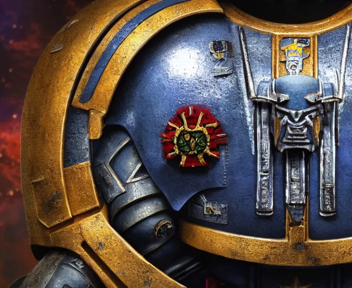 Image similar to 4 k hd, high detail photograph of an space marine, shot with sigma f / 4. 2, 2 5 0 mm sharp lens, wide shot, consistent, volumetric lighting, high level texture render