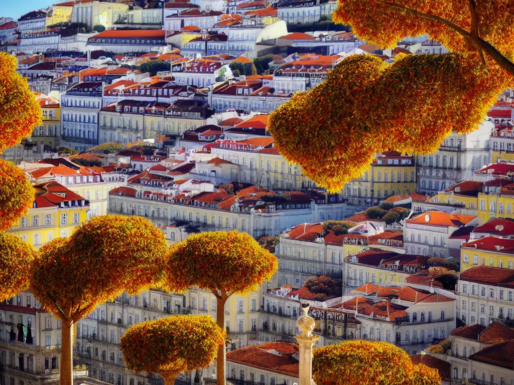 Prompt: a beautiful serene lisbon during autumn on a fine day, photorealistic, hyperdetailed, studio lighting, octane render, caustics