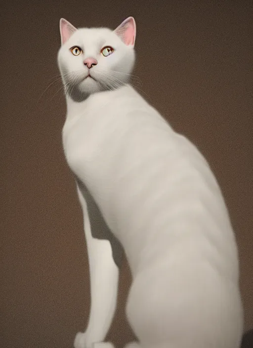 Prompt: a portrait of a white cat with orange spots, 8k photorealistic, cinematic lighting, HD, high details, dramatic, trending on artstation, view from a distance