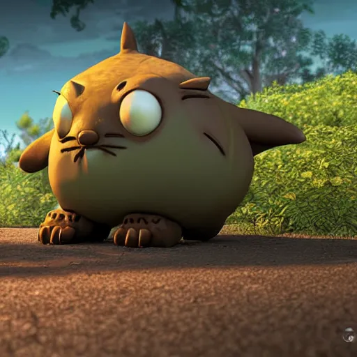 Image similar to catbus from Studio Ghibli, model, high quality 3d render, unreal engine