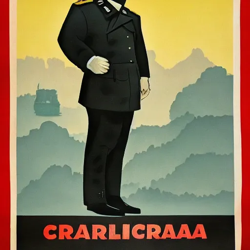 Image similar to caracal big floppa as a dictator, great leader, propaganda poster, caracal cat