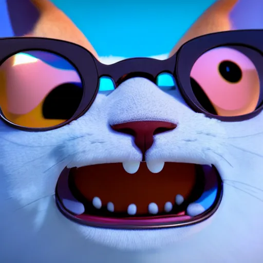 Prompt: A cute cat wearing sunglasses by Pixar and DreamWorks, ultra detailed, 8k, HDR, octane render
