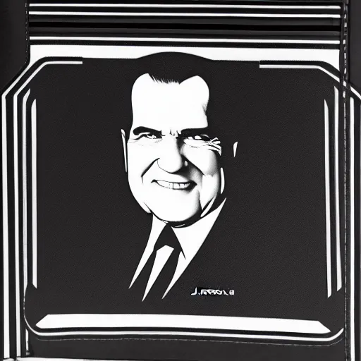 Prompt: designer purse with a dozen distinct detailed images of richard nixon!!! pattern on it, fashion design, high fashion, elle magazine, cosmopolitan, glossy product photo, crisp details, michael kors, givenchy, burberry