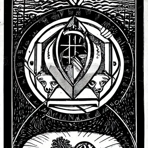 Prompt: emblem of wisdom, engraving illustration