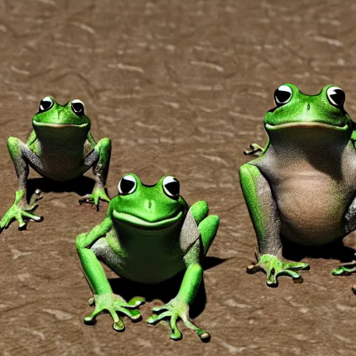 Image similar to concept of angry frogs standing