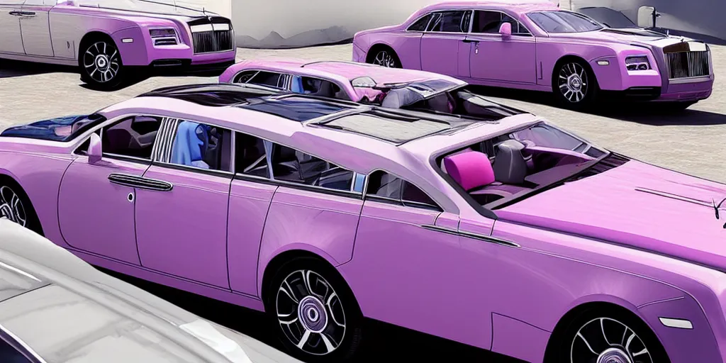 Prompt: “sleeping beauty::9 Blue-Pink Rolls-Royce::9 Photorealistic, Cinematic Angle, cinematic lighting, realism::3 hd”