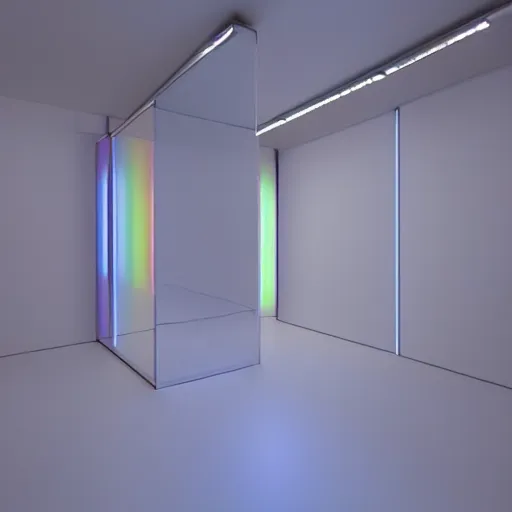 Image similar to an ultra high definition professional studio quality photograph of a transparent iridescent perspex pastel coloured raincoat on white coat hook in an empty white room. dramatic lighting, ray tracing, refraction, shallow d. o. f, colour corrected, golden ratio, three point light. volumetric shadows. god rays.