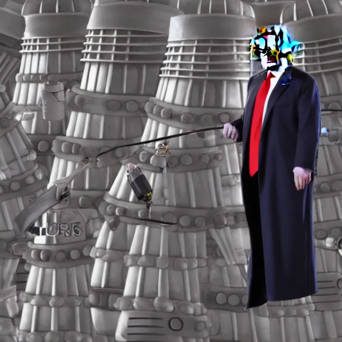 Prompt: donald trump as a dalek from doctor who, photorealistic, 4 k hd