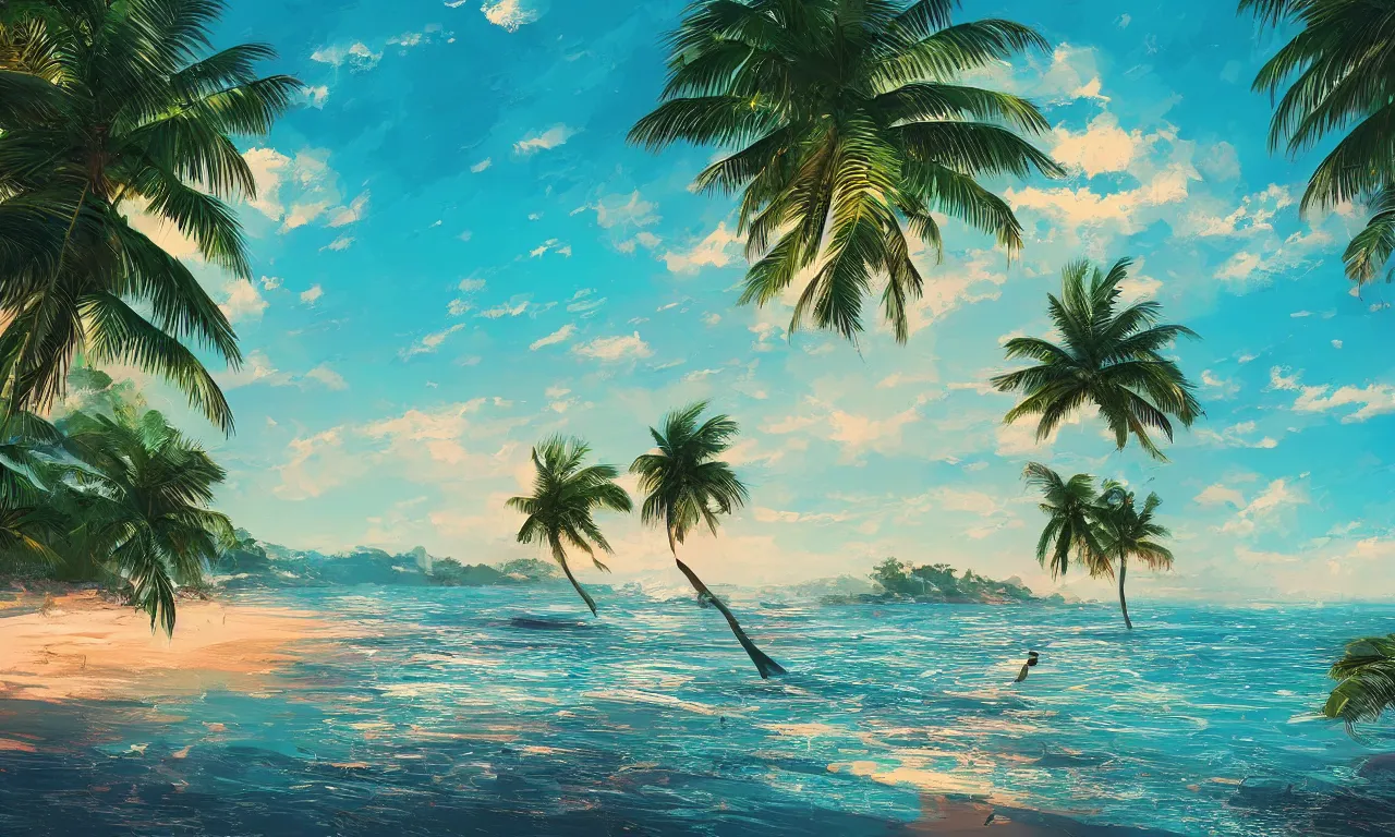 Image similar to paradise beach by alena aenami artworks in 4 k