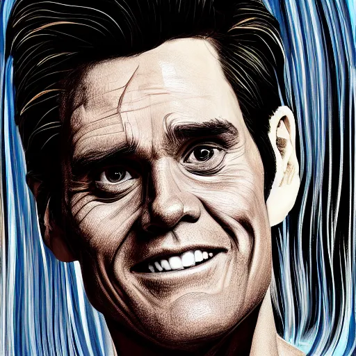 Prompt: portrait of Jim Carrey by viktor miller-gausa, abstract brush strokes, beautiful lighting, 4k digital art, illustration, trending on artstation