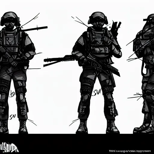 Prompt: sketches concept art standard tactial soldier lightweight nano googles headgear military modern future era variants digital outline