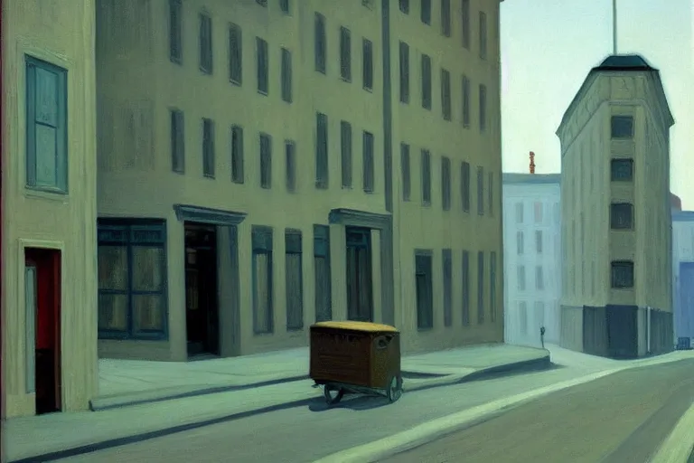 Image similar to the lonely streets of oslo, painting by edward hopper, award - winning, painting, calming, serene,