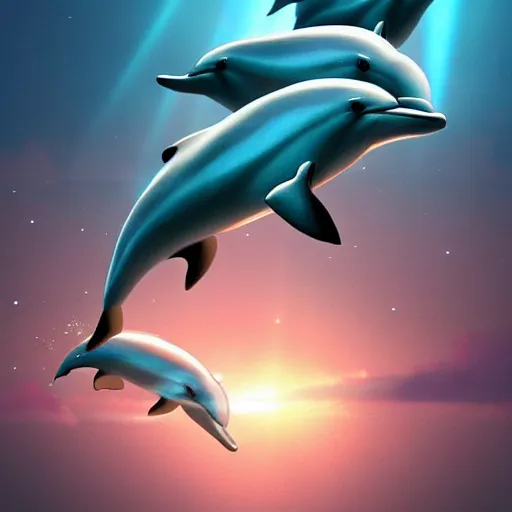 Image similar to dolphins shooting lasers, fantasy, detailed, high quality, artstation