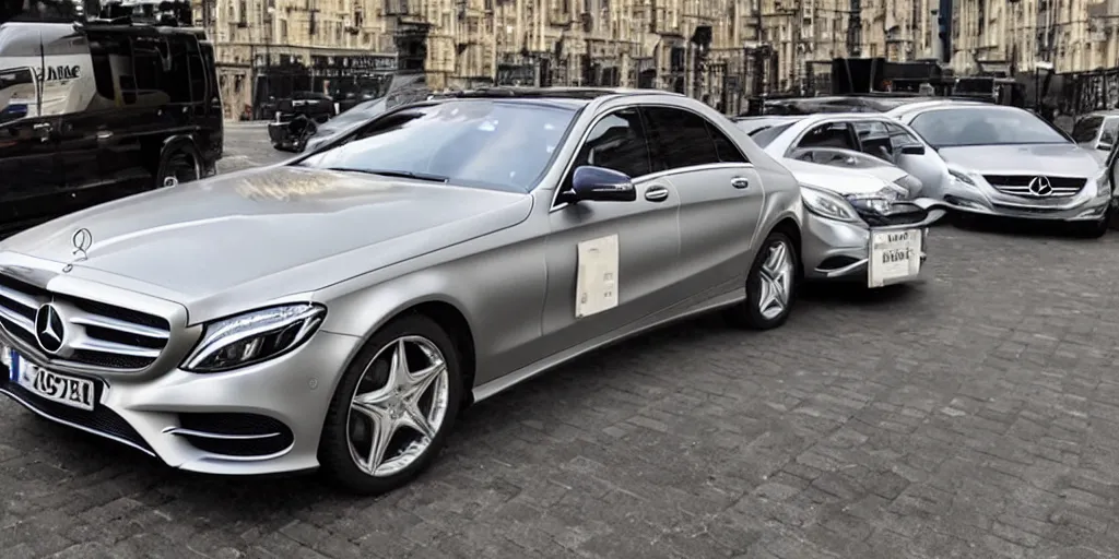 Image similar to a mercedes made of diamonds, very luxurius, premium