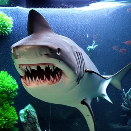 Image similar to huge shark in small aquarium