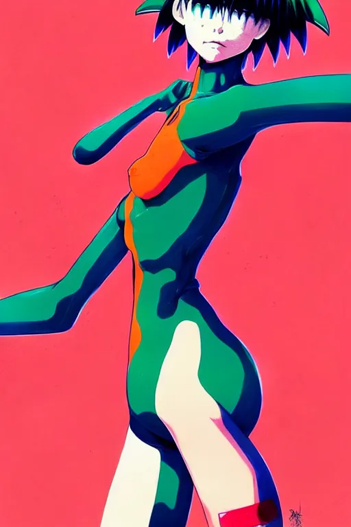 Image similar to a ultradetailed full body painting of asuka from evangelion, by conrad roset, greg rutkowski and makoto shinkai trending on artstation