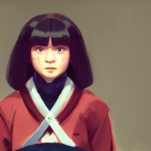 Prompt: Portrait of a character of Sukeban Deka School Girl, artwork by Sergey Kolesov, arstation,