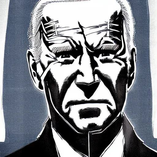 Image similar to Joe Biden looking sinister, by Tsutomu Nihei, highly detailed