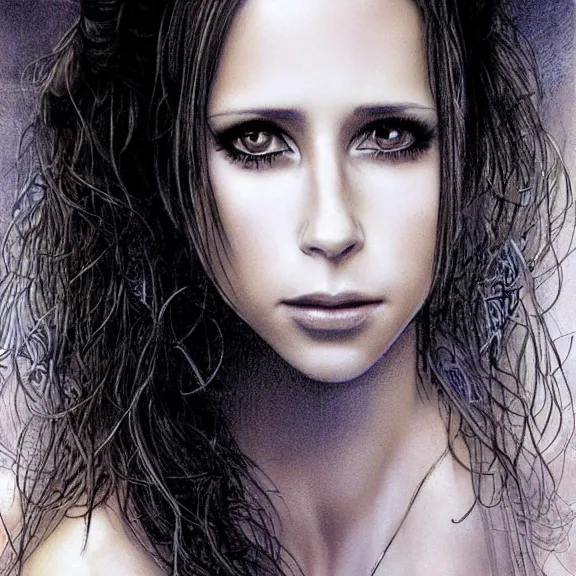 Image similar to a highly detailed portrait of jennifer love hewitt in the style of luis royo.