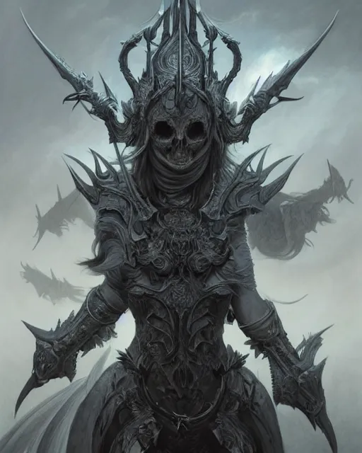 Image similar to concept art by artgerm, death of the four horsemen of the apocalypse, soft grey and blue natural light, intricate, queen of death riding, highly detailed dark art, digital painting, artstation, concept art, smooth, sharp focus, illustration, art by greg rutkowski and luis rollo and uang guangjian and gil elvgren, symmetry!