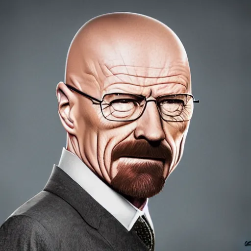 Prompt: realistic photo of walter white in a shape of troll face