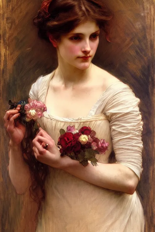 Image similar to victorian lady, painting by rossetti, daniel gerhartz, alphonse mucha, bouguereau, detailed art, artstation
