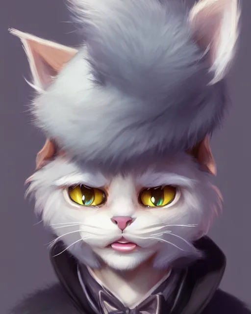 Image similar to character concept art of a young male anthropomorphic furry cat | | cute - fine - face, pretty face, key visual, realistic shaded perfect face, fine details by stanley artgerm lau, wlop, rossdraws, james jean, andrei riabovitchev, marc simonetti, and sakimichan, trending on artstation