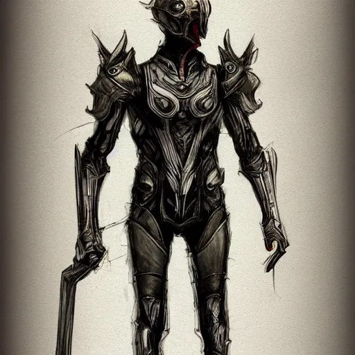 Prompt: concept art, long thin legs, large shoulders, concept design, sketch, male, science fiction suit, helmet, arthur rackham, trending on artstation