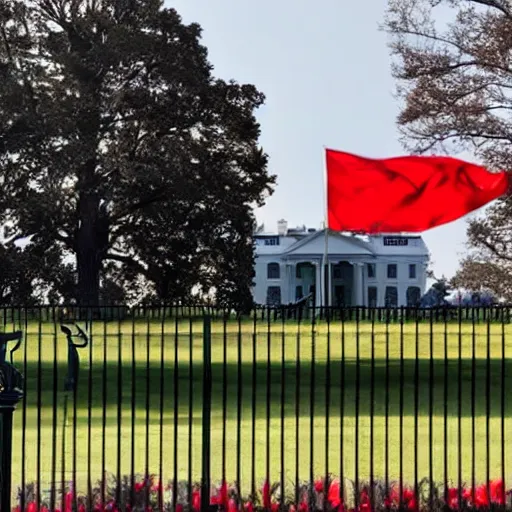 Image similar to photo of red flag waving over White House